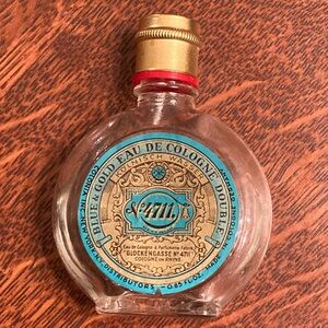 4711 Eau de Cologne vintage empty bottle & box 1960’s blue gold Kölnich Wasser